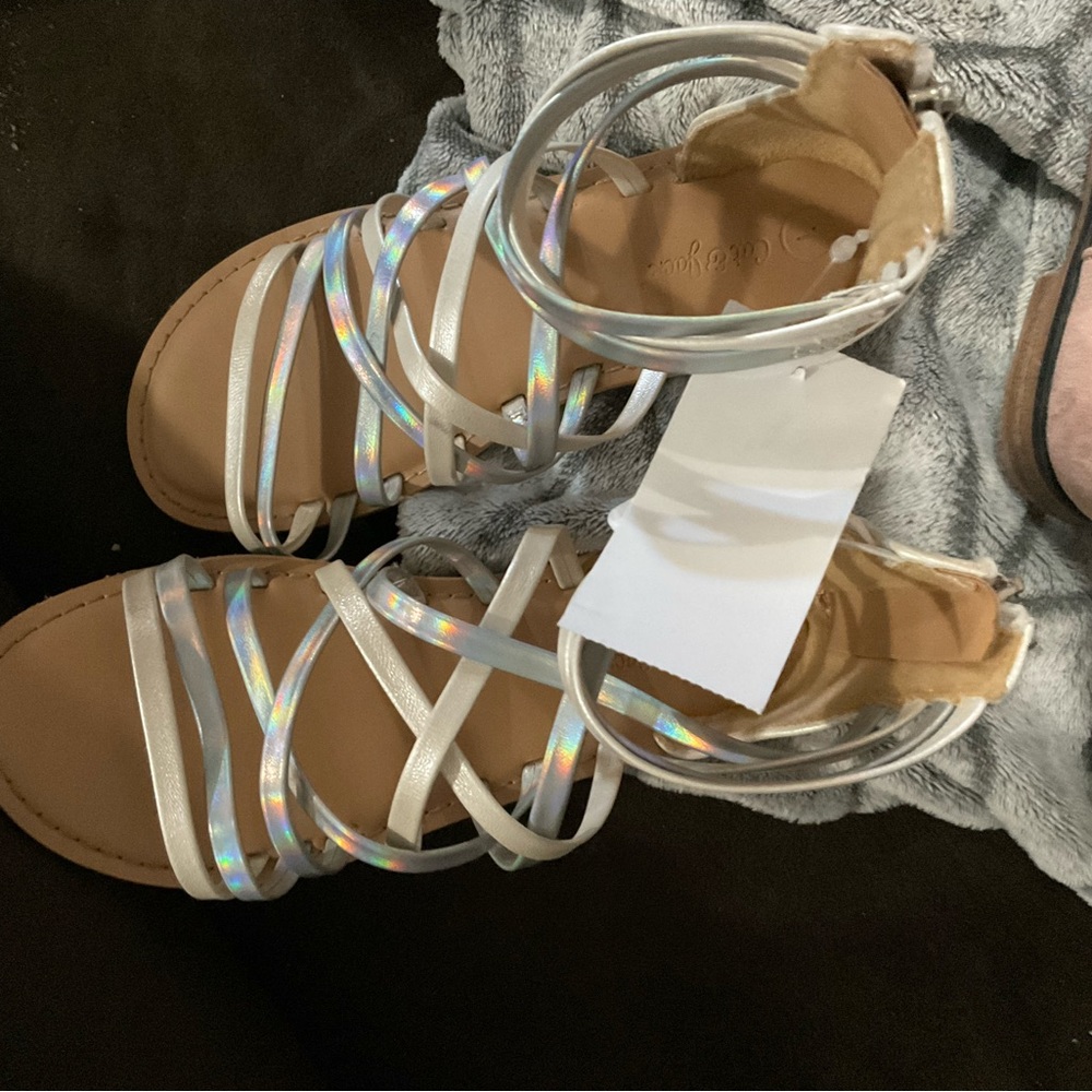 Brand new with tags silver Sandals with zipper